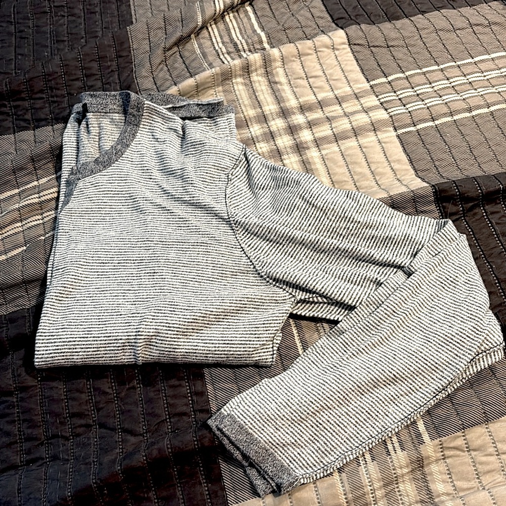 lightweight Striped grey Henley Shirt robert barakett 100% cotton